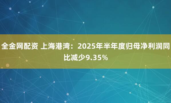 全金网配资 上海港湾：2025年半年度归母净利润同比减少9.35%