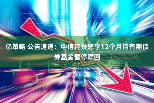 亿策略 公告速递：中信建投悠享12个月持有期债券基金暂停赎回