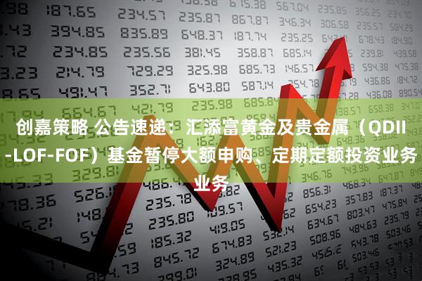 创嘉策略 公告速递：汇添富黄金及贵金属（QDII-LOF-FOF）基金暂停大额申购、定期定额投资业务