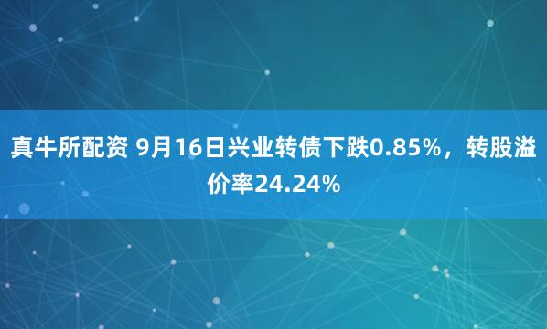 真牛所配资 9月16日兴业转债下跌0.85%，转股溢价率24.24%